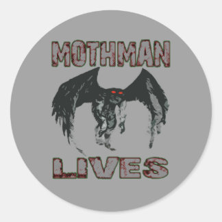 MOTHMAN LIVES STICKER RUNT KLISTERMÄRKE