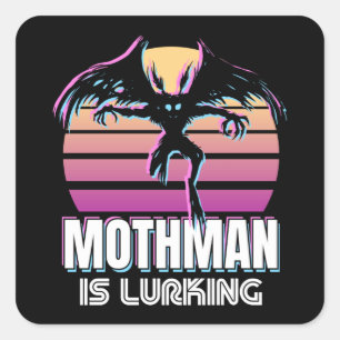 Mothman lurar 80s Cryptid Gift Fyrkantigt Klistermärke