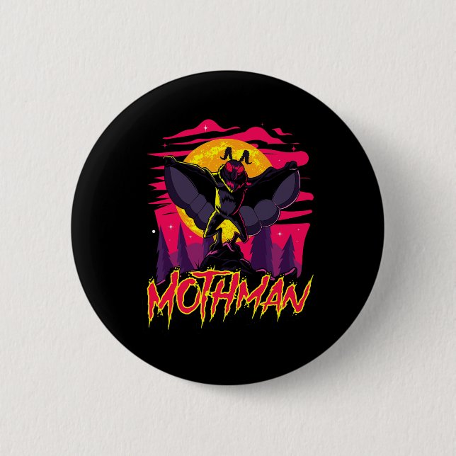 Mothman Movie Roligt Cryptid Halloween Myth Monste Knapp (Framsida)