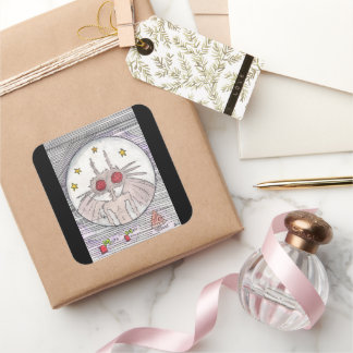 Mothman och Pizza Fyrkantigt Klistermärke