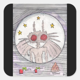 Mothman och Pizza Fyrkantigt Klistermärke