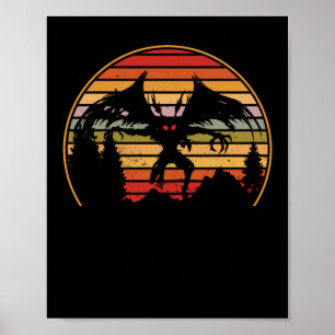 Mothman Retro Sunset Cryptid Creature Poster