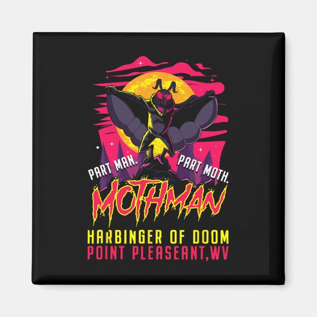 Mothman Roligt Cryptid Harbinger Part Man Part Mot Magnet (Framsidan)