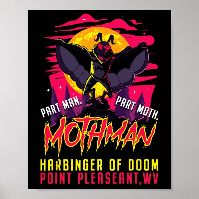 Mothman Roligt Cryptid Harbinger Part Man Part Mot Poster (Framsidan)