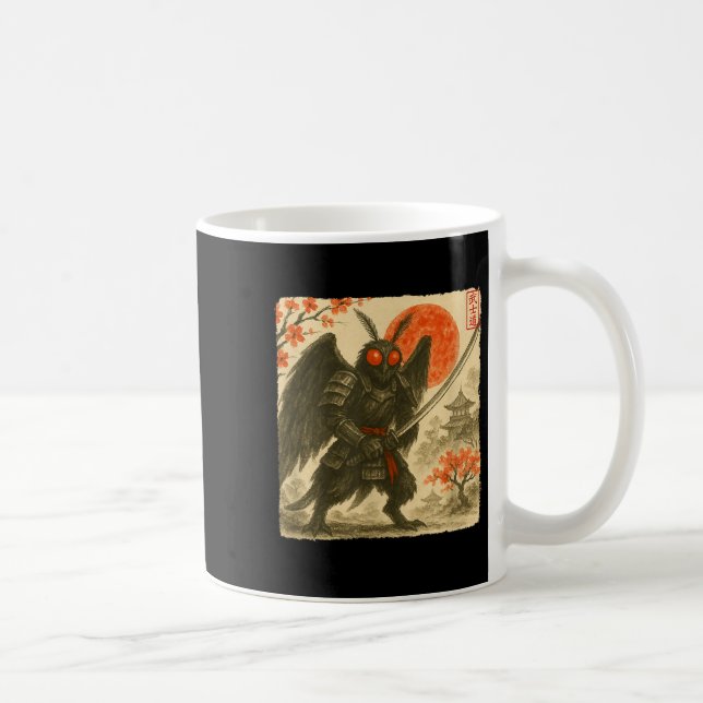 Mothman Samurai Japanese Warrior Costume Sumi-e Ar Kaffemugg (Höger)