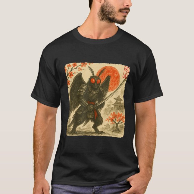 Mothman Samurai Japanese Warrior Costume Sumi-e Ar T Shirt (Framsida)