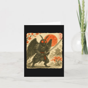 Mothman Samuraj Japansk Krigarkostym Sumi-e Konst Kort