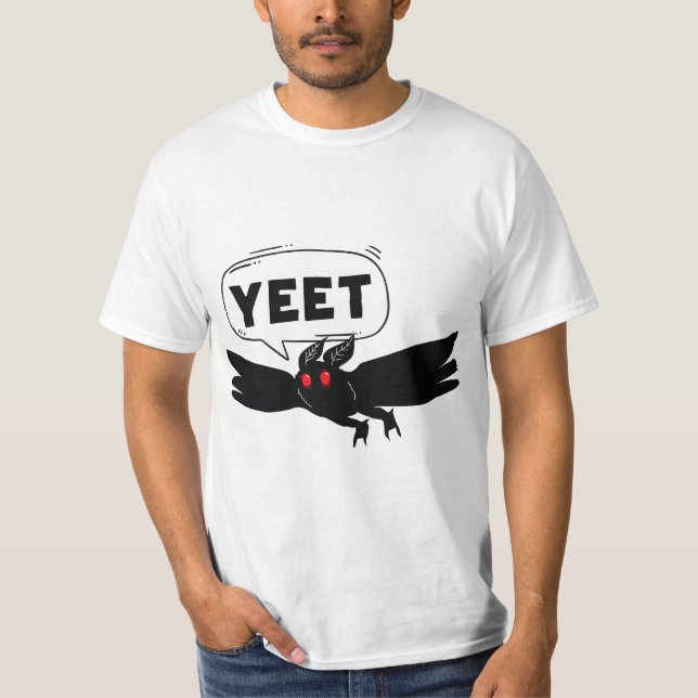 Mothman Says 'Yeet' Funny Cute Cryptid  T Shirt (Framsida)