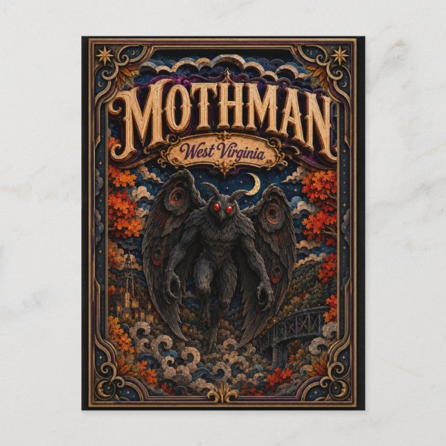 Mothman West Virginia Popcut Legender Vykort (Framsida)