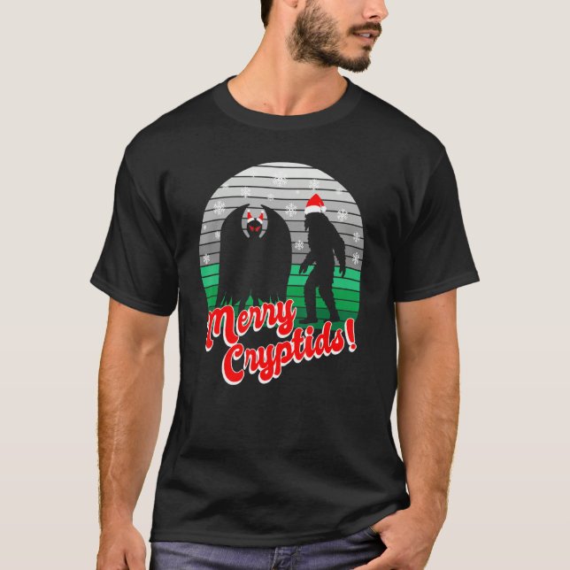 Mothman Yeti jul Cryptid T Shirt (Framsida)