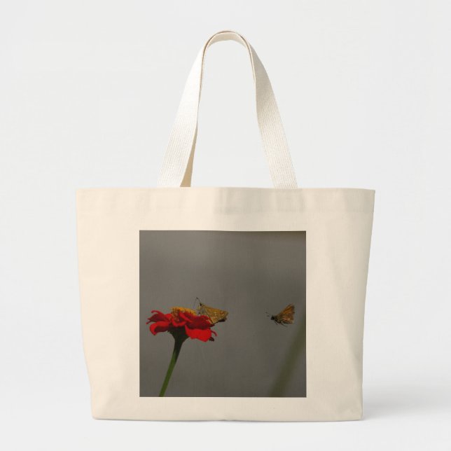 Moths och Red Zinnia Jumbo Tygkasse (Framsidan)