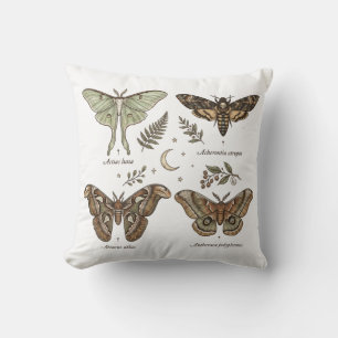 Mothsamlings Vintage Entomologi Mörk Cottagecor Kudde