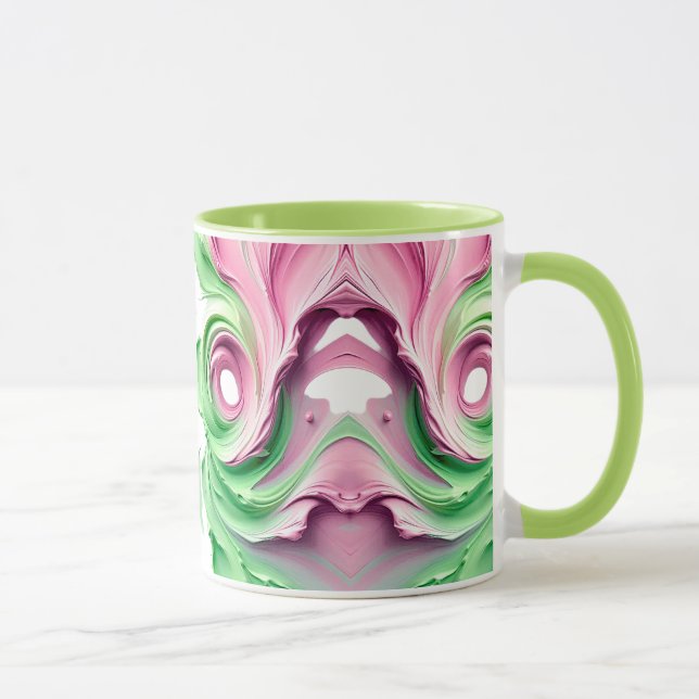 Motif Abstrait Symétrique aux Couleurs Pastel Vert Mugg (Höger)