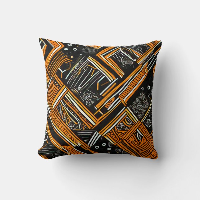 Motif africain noir et orange kudde (Framsida)