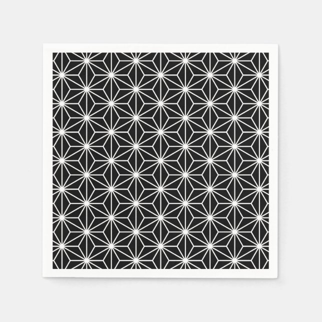 Motif Asanoha Noir et blanc Pappersservett (Framsidan)
