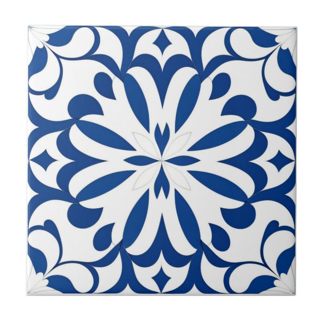 Motif bleu sur fond blanc kakelplatta (Framsidan)