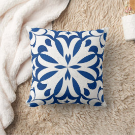 Motif bleu sur fond blanc kudde