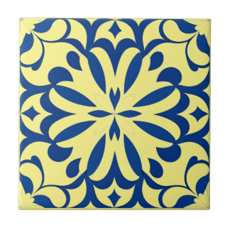 Motif bleu sur fond jaune kakelplatta