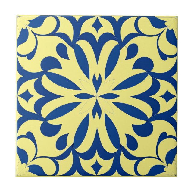 Motif bleu sur fond jaune kakelplatta (Framsidan)