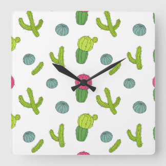 Motif de Cactus du désert Fyrkantig Klocka