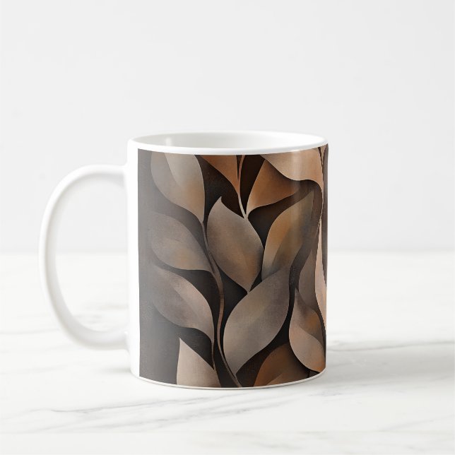🍂 Motif de feuilles et de vignes en tons naturels Kaffemugg (Vänster)