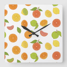 Motif de fruits d'agrumes fyrkantig klocka