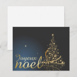 Motif de Noël bleu avec arbre de Noël doré Inbjudningar