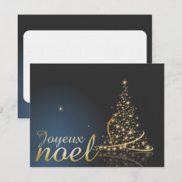 Motif de Noël bleu avec arbre de Noël doré Inbjudningar