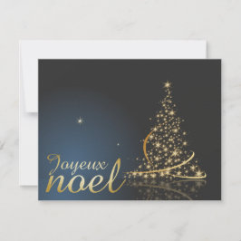 Motif de Noël bleu avec arbre de Noël doré Inbjudningar