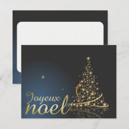 Motif de Noël bleu avec arbre de Noël doré Inbjudningar