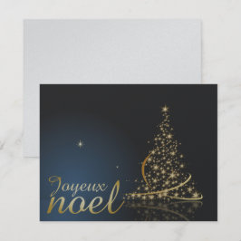 Motif de Noël bleu avec arbre de Noël doré Inbjudningar