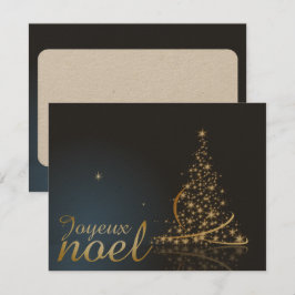 Motif de Noël bleu avec arbre de Noël doré Inbjudningar