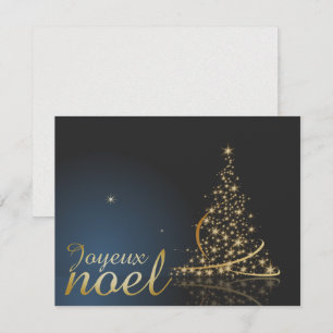Motif de Noël bleu avec arbre de Noël doré Inbjudningar