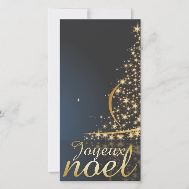 Motif de Noël bleu avec arbre de Noël doré Julkort (Framsida)