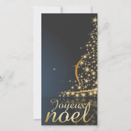 Motif de Noël bleu avec arbre de Noël doré Julkort
