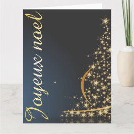 Motif de Noël bleu avec arbre de Noël doré Kort