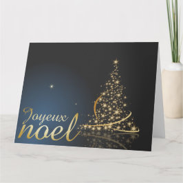 Motif de Noël bleu avec arbre de Noël doré Kort