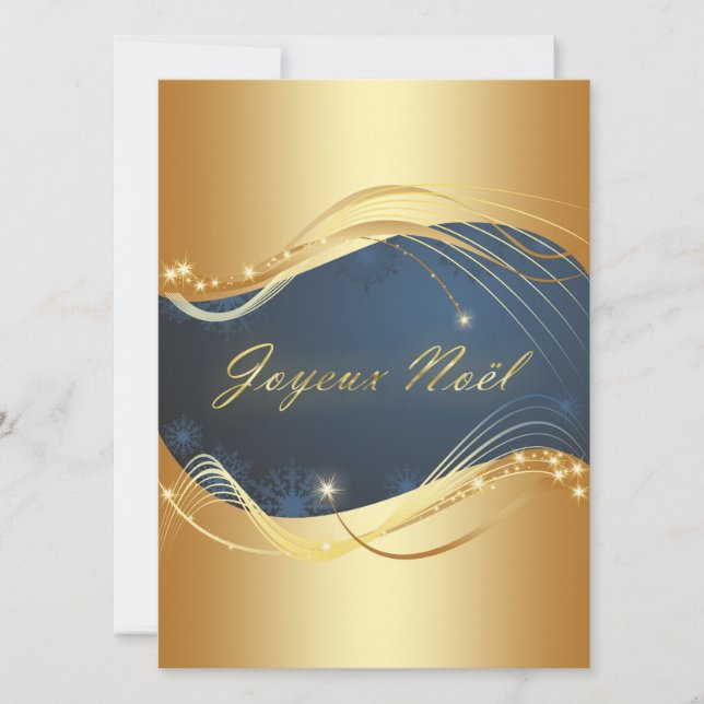 Motif de Noël eller avec fond bleu Julkort (Framsida)