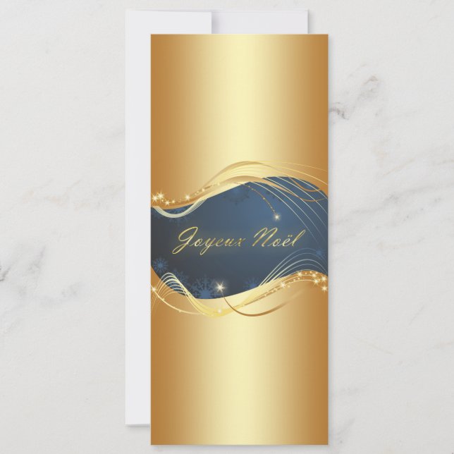 Motif de Noël eller avec fond bleu Julkort (Framsida)