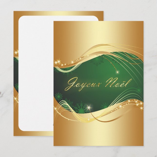 Motif de Noël eller avec fond vert Julkort (Fram/baksida)
