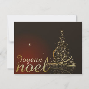Motif de Noël rouge avec arbre de Noël doré Inbjudningar