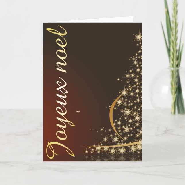 Motif de Noël rouge avec arbre de Noël doré Kort (Framsida)