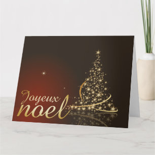 Motif de Noël rouge avec arbre de Noël doré Kort