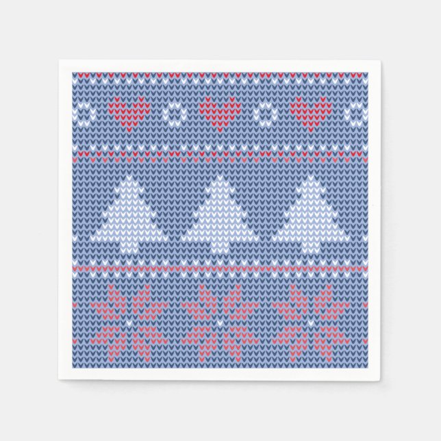 Motif de tricot de Noël Bleu Pappersservett (Framsidan)