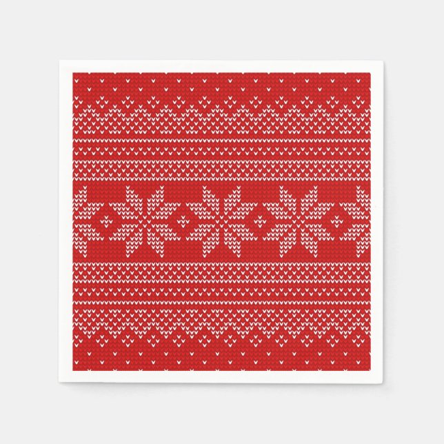 Motif de tricot de Noël Rouge et blanc Pappersservett (Framsidan)