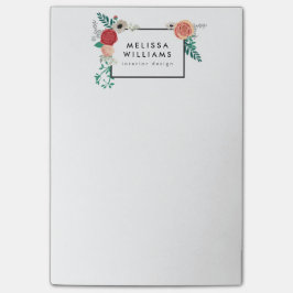 Motif för vintage Modern Blommigt Post-it Block