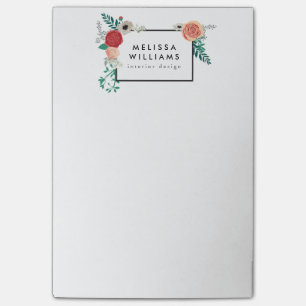 Motif för vintage Modern Blommigt Post-it Block