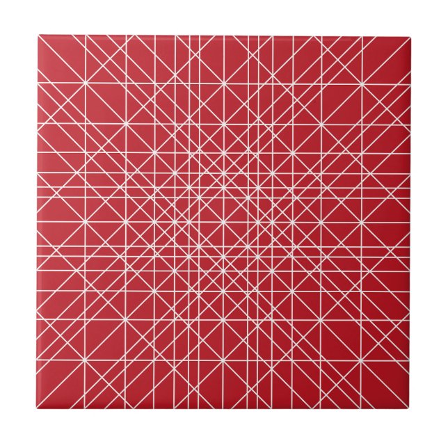 Motif Géométrique Miroku Rouge et blanc Kakelplatta (Framsidan)