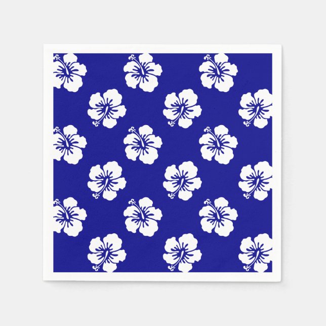 Motif Hawaïen Hibiscus Bleu et blanc Pappersservett (Framsidan)