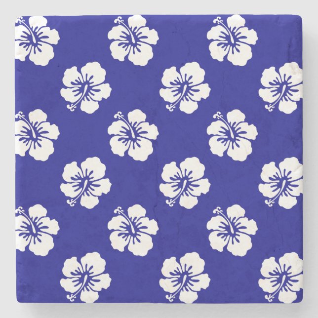 Motif Hawaïen Hibiscus Bleu et blanc Stenunderlägg (Framsidan)